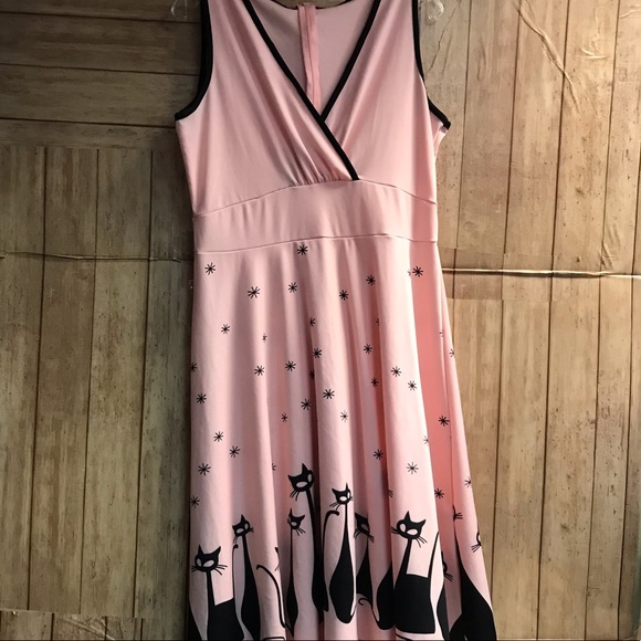 Dresses Pink Dress With Black Cats Poshmark